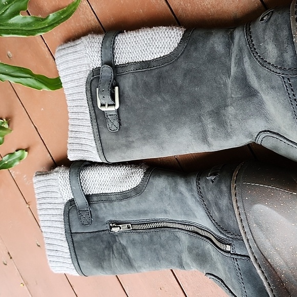 UGG Gray and Cream Heeled Boots - Picture 2 of 10